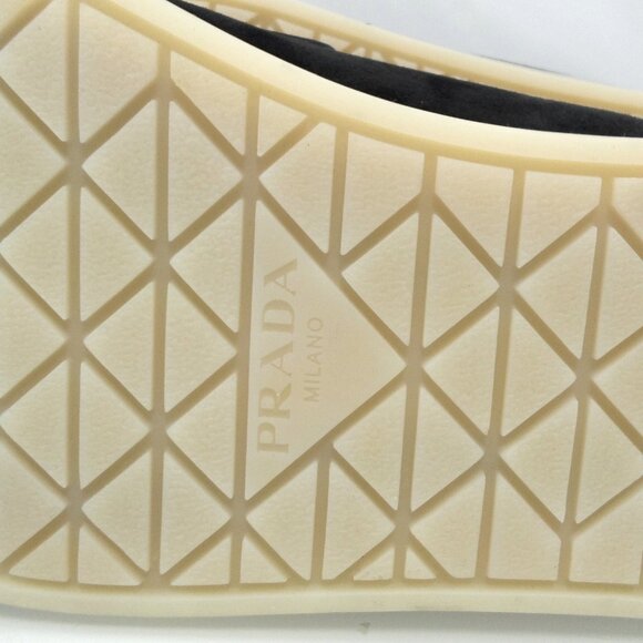 NIB$950 Prada Saint Tropez Suede Metal Triangle Logo Loafer Mules 7.5, US 8.5 - Picture 13 of 16